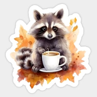 Coffee raccoon fall vibes Sticker